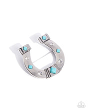 Load image into Gallery viewer, Horseshoe Horizon - Blue Brooch
