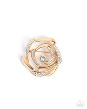 Load image into Gallery viewer, Singing Spirals - Gold Brooch
