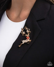 Load image into Gallery viewer, Reindeer Games - Gold Brooch
