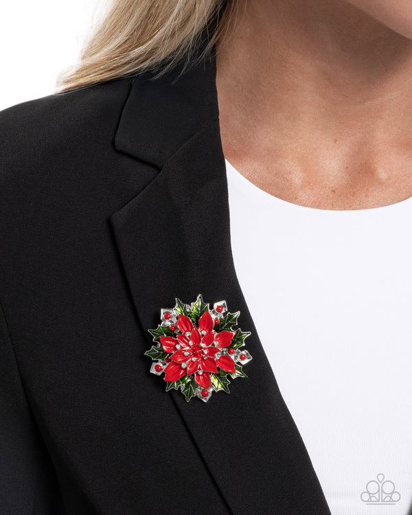 Popular Poinsettia - Red Brooch