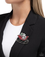 Load image into Gallery viewer, Sledding Shimmer - Red Brooch
